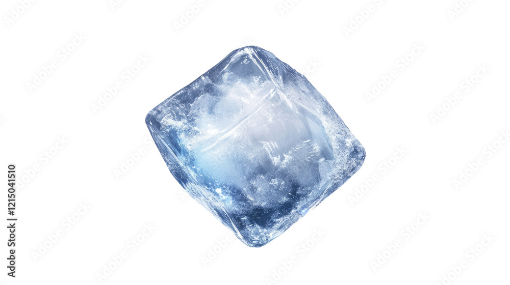 Ice Cube Crystal: A pristine, translucent ice cube, glistening with internal reflections, floats against a clean background, capturing the essence of purity and coolness. Ice Cube Crystal: A pristine, translucent ice cube, glistening with internal reflections, floats against a clean background, capturing the essence of purity and coolness.