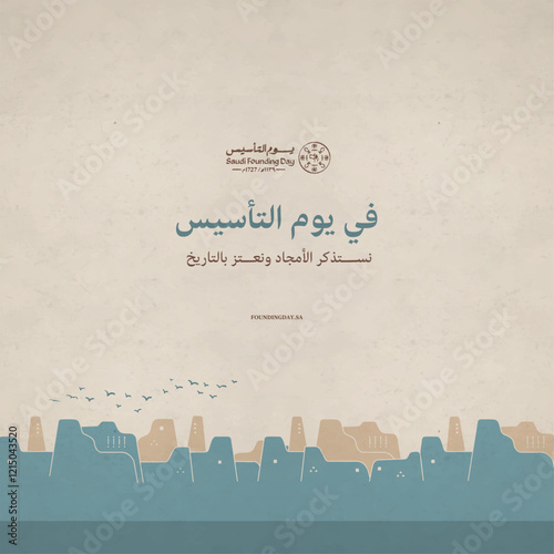 Saudi Arabia Founding Day on February 22, Translation: Saudi founding day on texture background