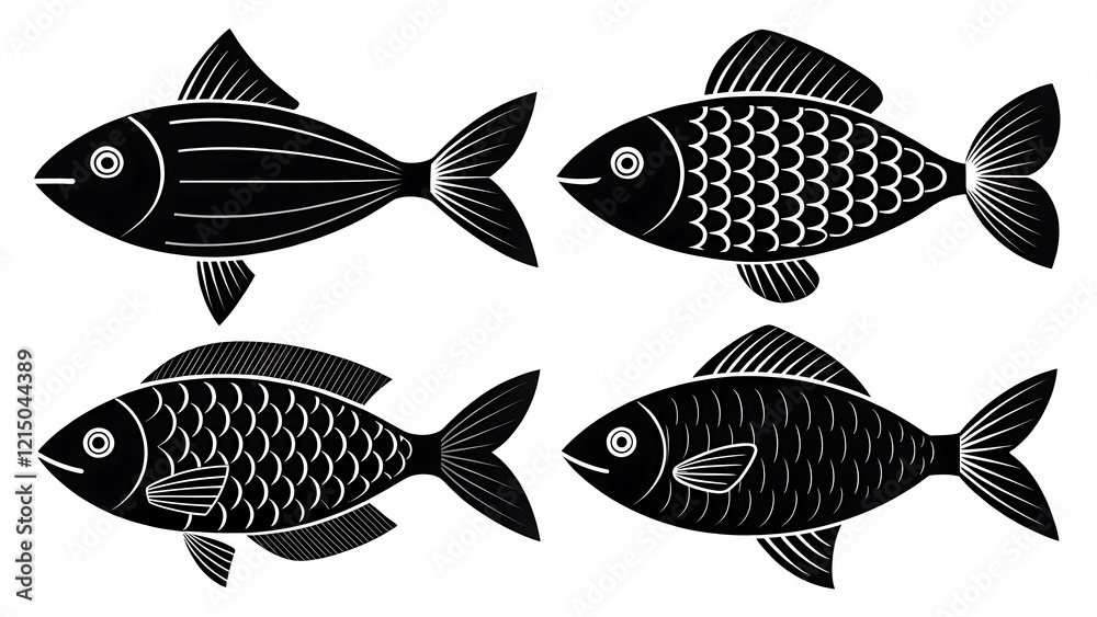 set of fish isolated set of fish isolated
