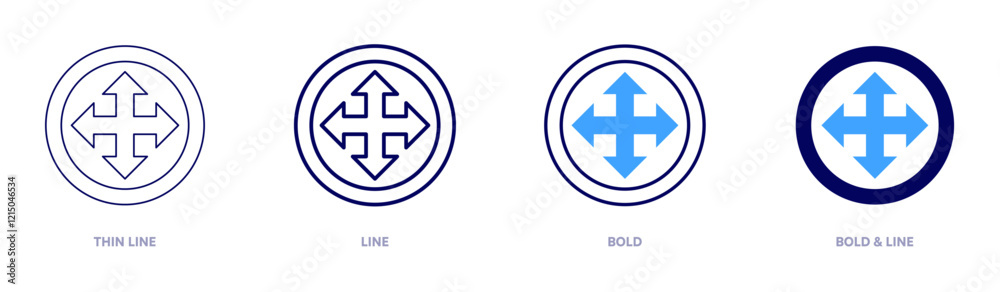 Four arrows icon in 4 different styles. Thin Line, Line, Bold, and Bold Line. Duotone style. Editable stroke Four arrows icon in 4 different styles. Thin Line, Line, Bold, and Bold Line. Duotone style. Editable stroke