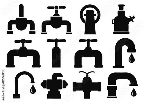 Collection of Black and White Plumbing Fixtures