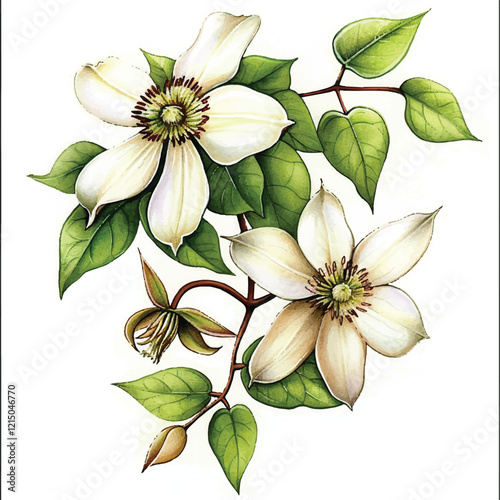 Watercolor Sweet Autumn Clematis