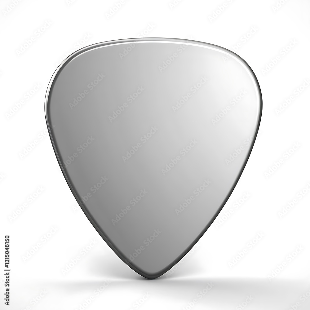 A metallic grey guitar pick isolated on white A metallic grey guitar pick isolated on white