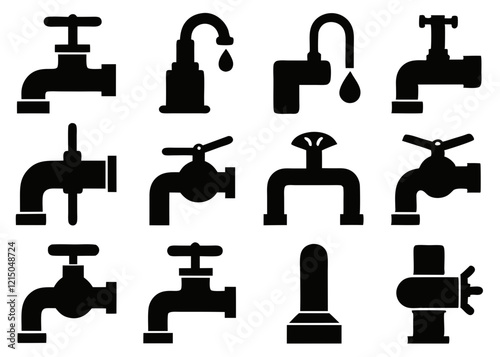 Collection of Black and White Plumbing Fixtures