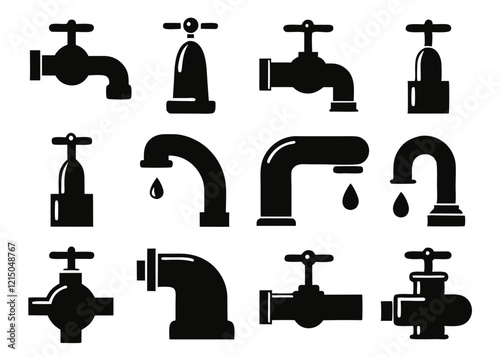 Collection of Black and White Plumbing Fixtures