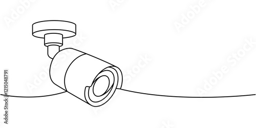 Surveillance camera one line continuous drawing. Security surveillance system. Vector illustration
