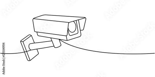 Video camera one line continuous drawing. Video surveillance. Vector illustration