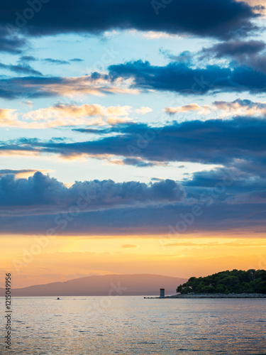 dramatic sky at sunset on Rab island, Croatia