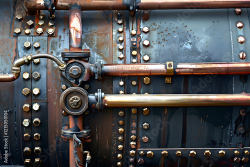 Vintage steam locomotive boiler detail photo