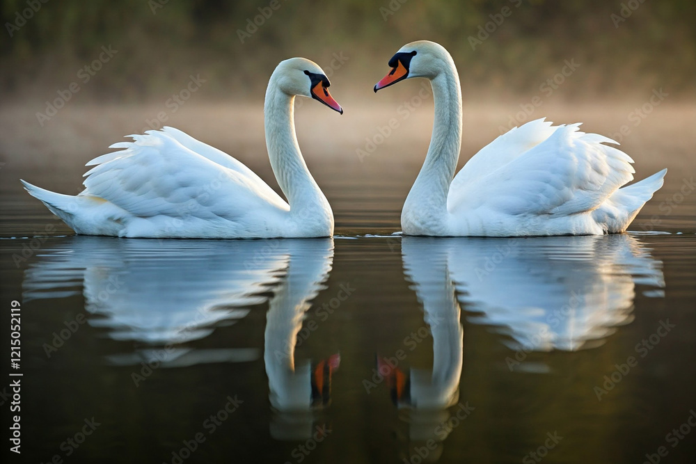 Fototapeta premium two swans in the lake