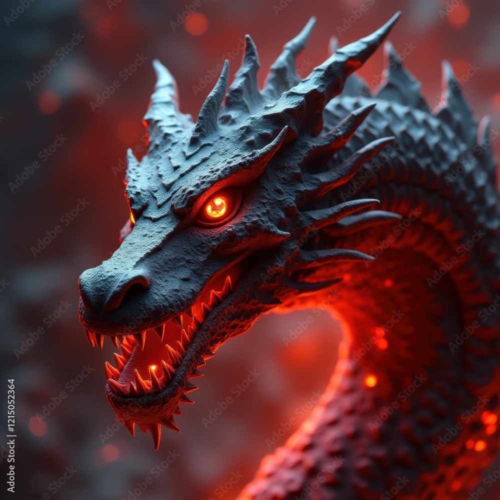 Low Poly Dragon Head with Glowing LEDs Low Poly Dragon Head with Glowing LEDs