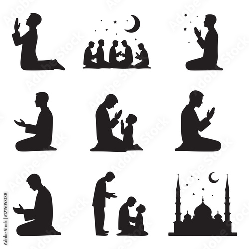 Serene Prayer Silhouettes Moments of Devotion: Prayer Silhouette Bundle Faith in Silhouette: Sitting in Prayer Designs 