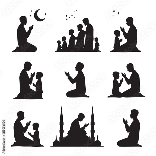 Serene Prayer Silhouettes Moments of Devotion: Prayer Silhouette Bundle Faith in Silhouette: Sitting in Prayer Designs 
