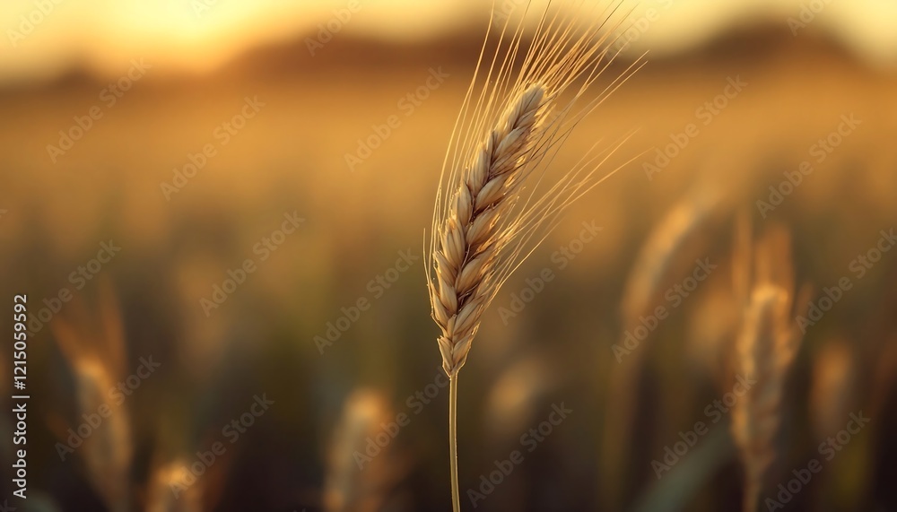 Golden Wheat at Sunset: A Stunning Harvest Scene Golden Wheat at Sunset: A Stunning Harvest Scene