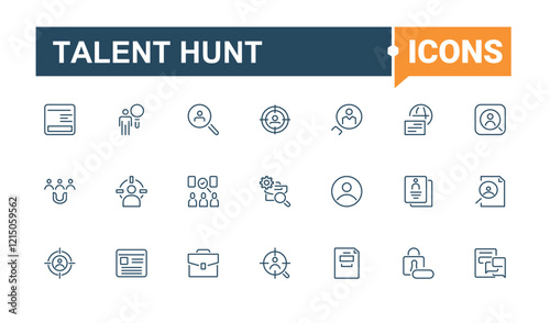 Talent Hunt icon pack. Contains related to team, teamwork, career, leadership, office, search and more. Pixel perfect. Editable stroke. Vector illustration.