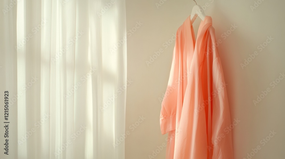 Pastel Capsule Wardrobe Display Minimalist White Closet with Sheer Curtains and Light Fabrics - Modern Spring Fashion and Seasonal Retail Merchandising Pastel Capsule Wardrobe Display Minimalist White Closet with Sheer Curtains and Light Fabrics - Modern Spring Fashion and Seasonal Retail Merchandising