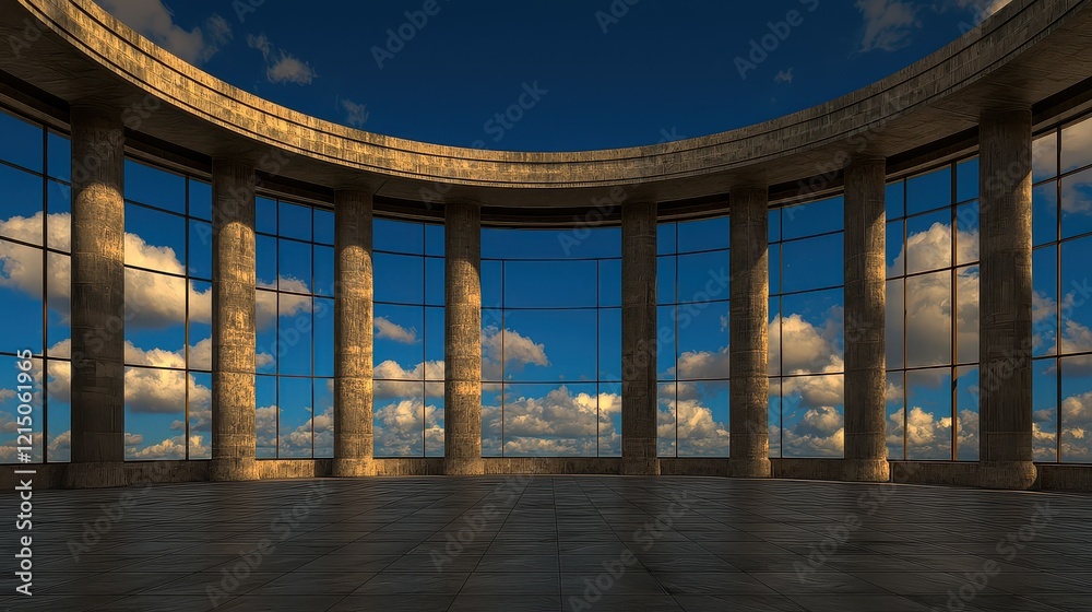 Fototapeta premium Stunning architectural viewpoint indoor clouds