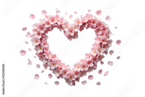 Pink roses flowers heart shaped of  isolated on PNG background