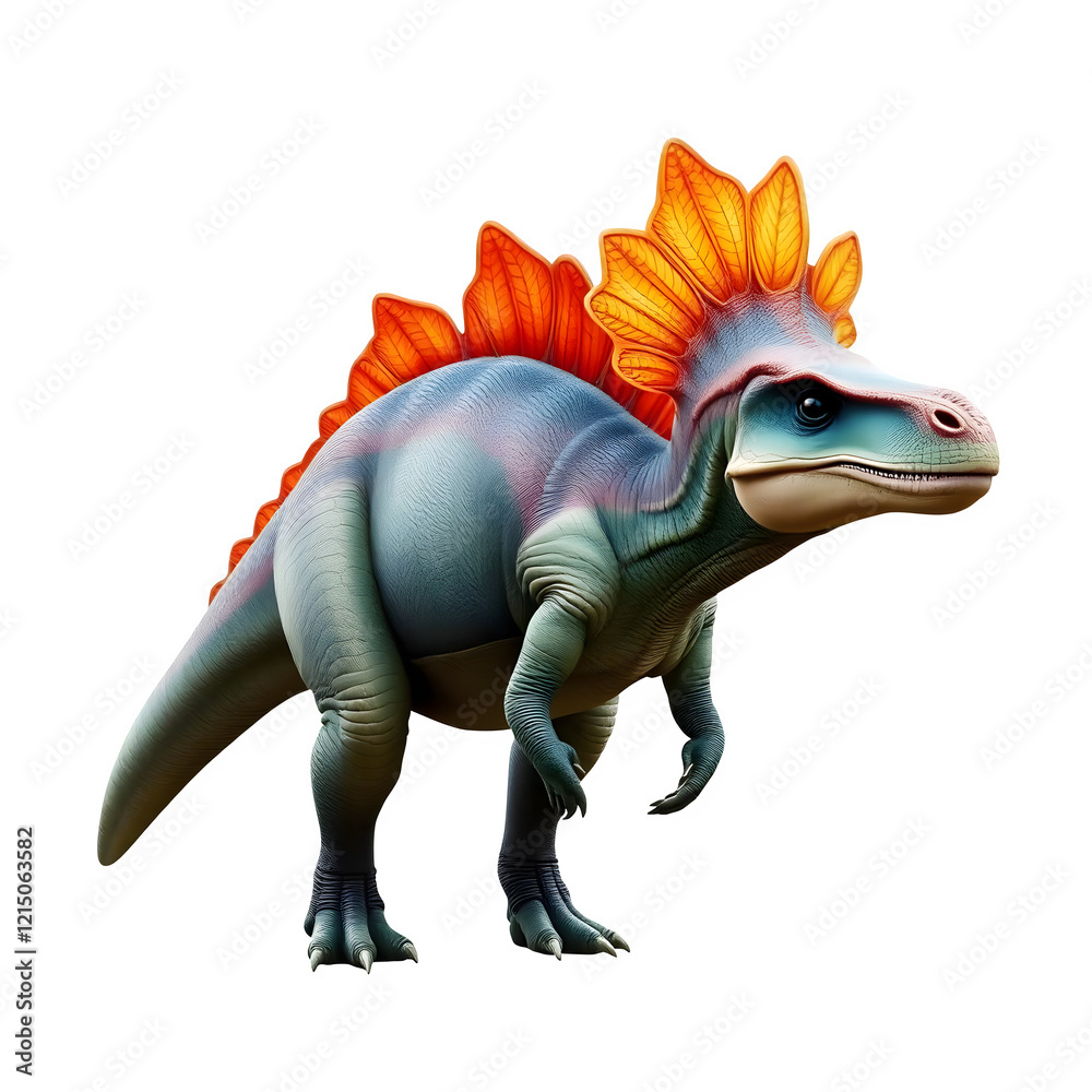 Fototapeta premium Parasaurolophus dinosaur with detailed scales and vibrant crest, isolated on transparent background