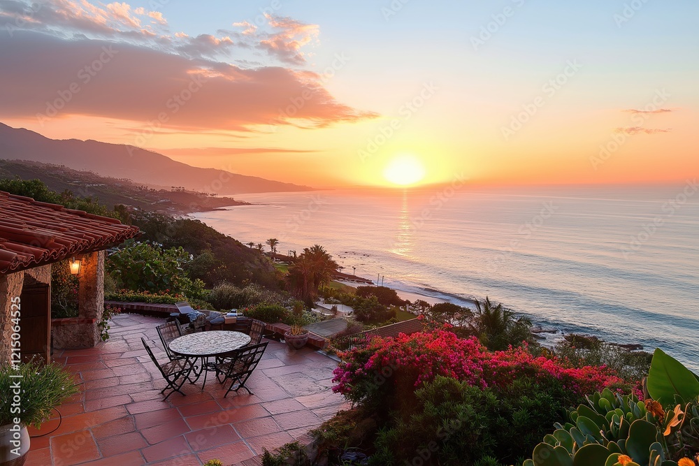 Fototapeta premium A breathtaking view of the sun setting over the ocean, painting the sky in soft hues.