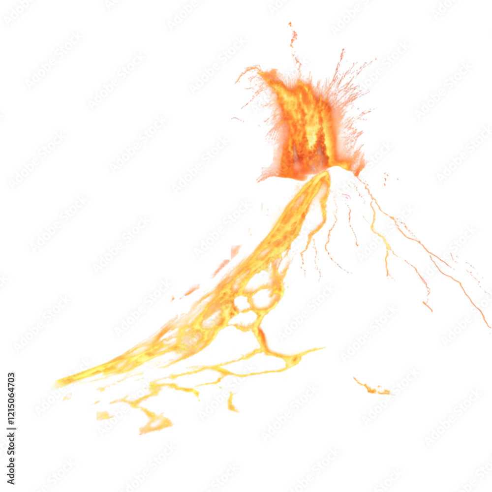 Fototapeta premium Molten hot lava in fiery motion isolated on transparent background available as PNG or PSD