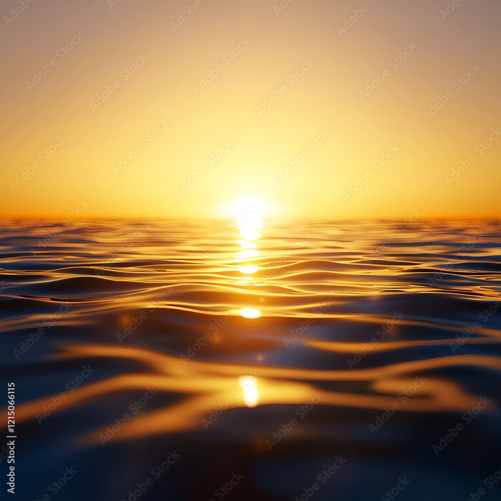 Majestic Sunset Over Calm Ocean Waters with Gentle Ripples Majestic Sunset Over Calm Ocean Waters with Gentle Ripples