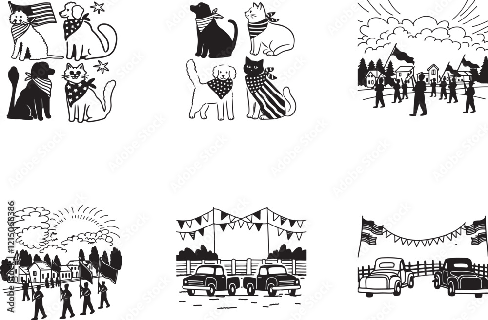 Obraz premium Creative and Unique July 4th Vector Silhouettes for Your Patriotic Designs