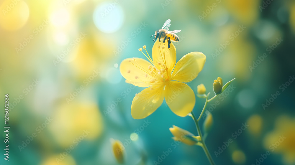 Fototapeta premium bee on yellow flower