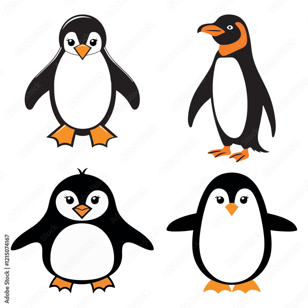 Obraz premium Cute-Penguin-Silhouette-Vector-Design-Illustration-Stock-Vector
