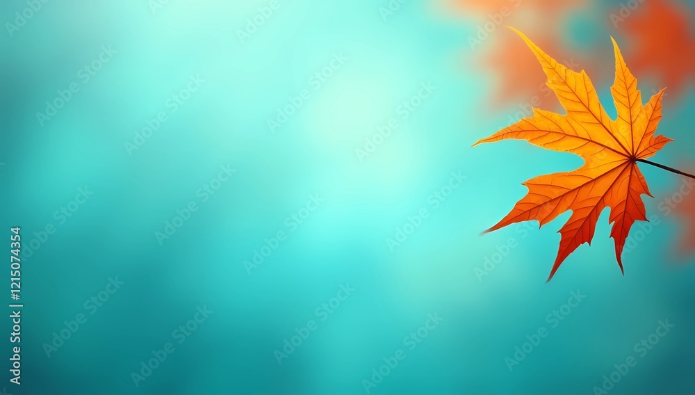 Autumn maple leaves on a turquoise background with space for text. Autumn maple leaves on a turquoise background with space for text.