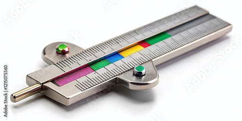 Macro Close-up of Stainless Steel Double Ended Feeler Gauge on White Background photo