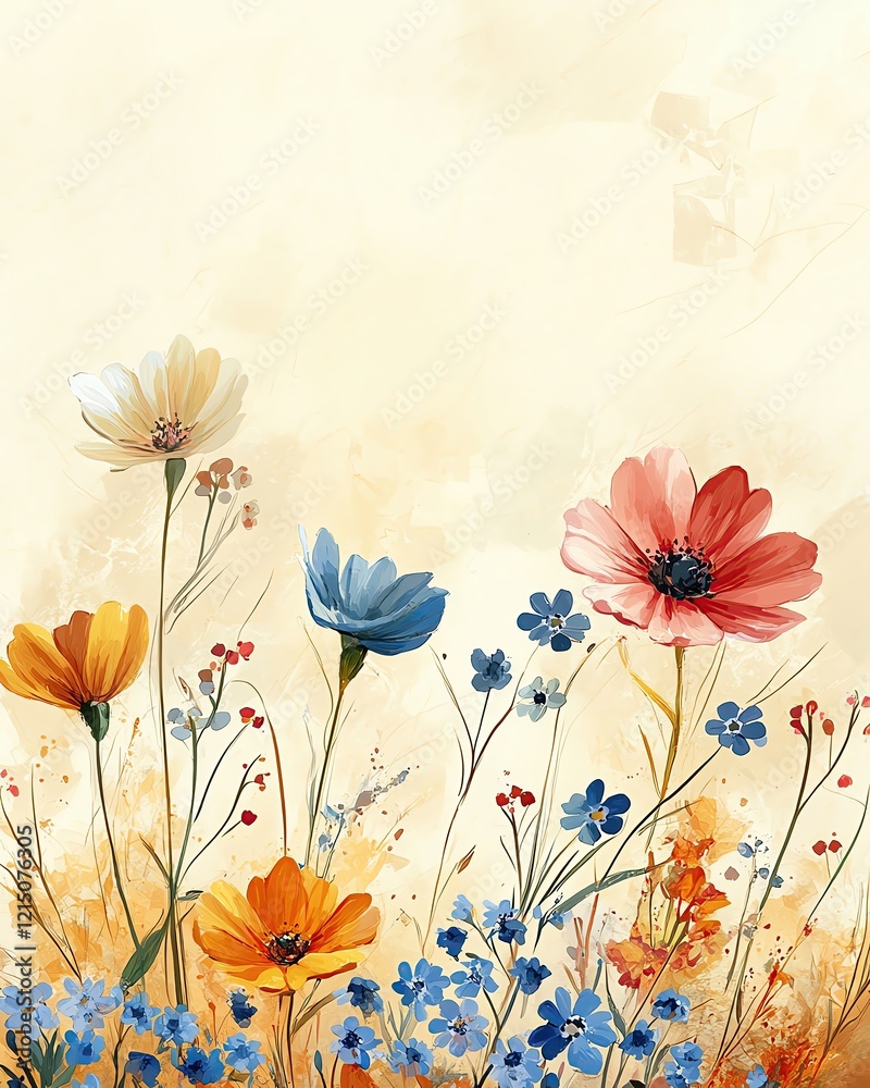 clusters of pastel daisies and forget-me-nots along the bottom corners, with a clean, pale yellow backdrop for a cheerful spring feel clusters of pastel daisies and forget-me-nots along the bottom corners, with a clean, pale yellow backdrop for a cheerful spring feel