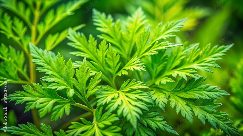 Macro Photography: Artemisia Annua Branch with Green Leaves on Natural Background - Stock Photo Macro Photography: Artemisia Annua Branch with Green Leaves on Natural Background - Stock Photo