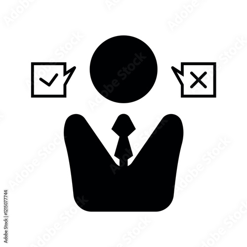 Business decision making confusion icon.