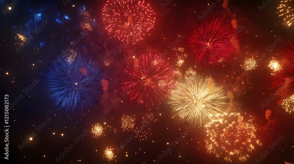 Fototapeta premium Festive Fireworks Display Illuminating The Night Sky