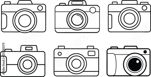 line art photo camera icon clipart