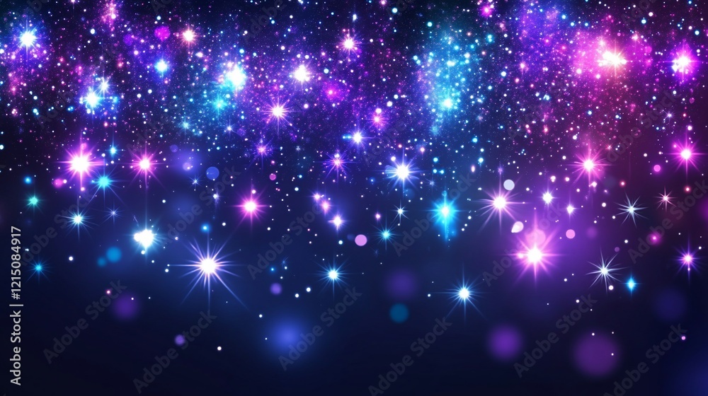 A vibrant cosmic background filled with colorful stars and glimmers. A vibrant cosmic background filled with colorful stars and glimmers.