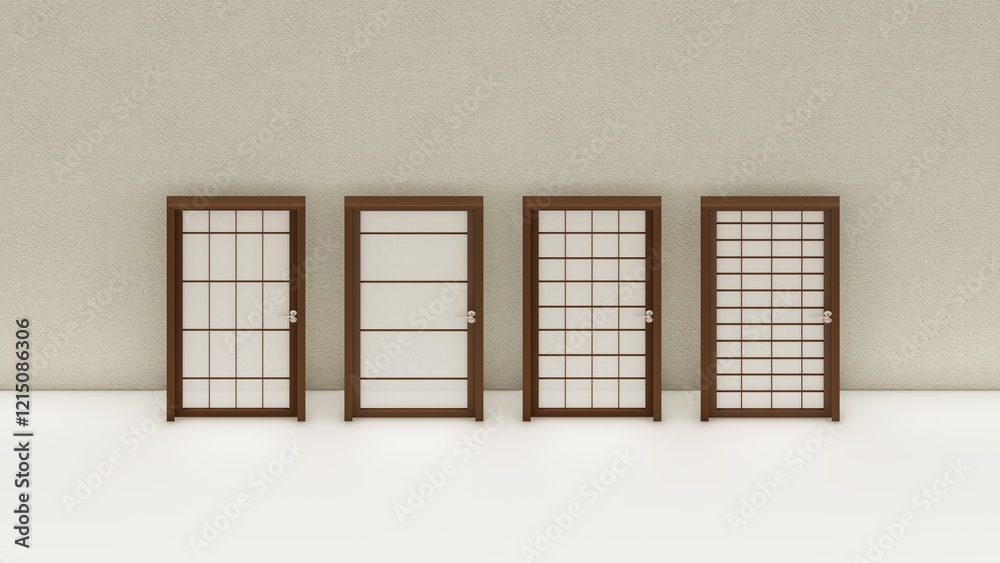 Fototapeta premium Shoji- Traditional Japanese door window or room divider with translucent paper