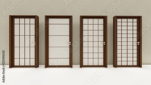 Shoji- Traditional Japanese door window or room divider with translucent paper