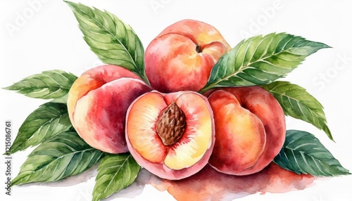 peaches with leaves