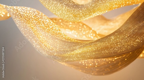 A flowing gold rope of light forming elegant curves and emitting soft, luminous effects.