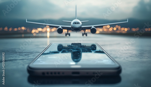 A smartphone with an airplane on the screen