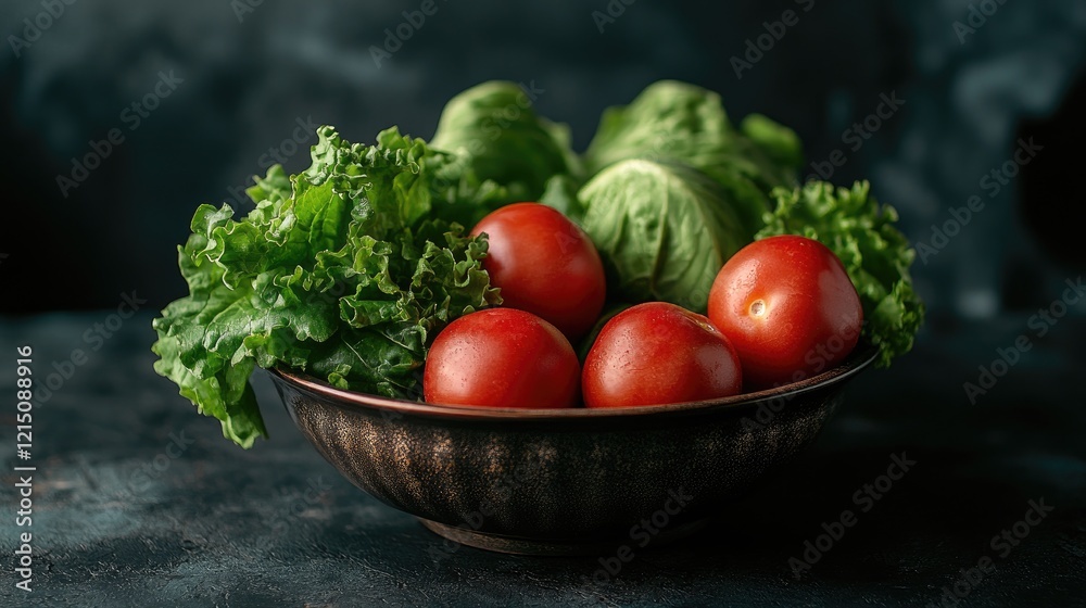 A vibrant salad bowl filled with a variety of fresh greens, A vibrant salad bowl filled with a variety of fresh greens,