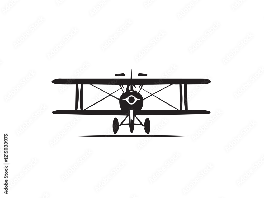 Biplane Silhouette. Old plane icon vector design. Classic Airplane Silhouette. Biplane Silhouette. Old plane icon vector design. Classic Airplane Silhouette.
