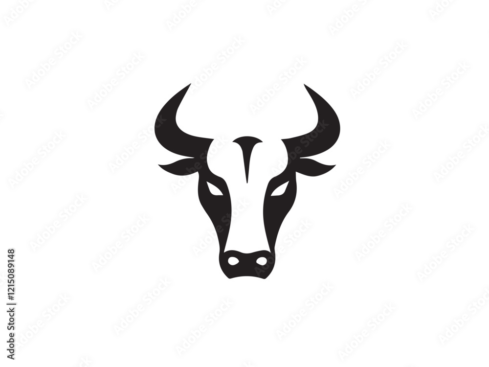 Bull head silhouette isolated on white background. Bull icon vector, filled flat sign, Symbol, logo illustration Bull head silhouette isolated on white background. Bull icon vector, filled flat sign, Symbol, logo illustration