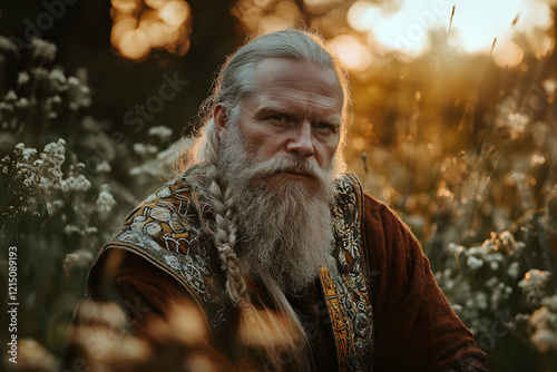 Balder in Bright Meadow - the Light of Norse Peace   photo