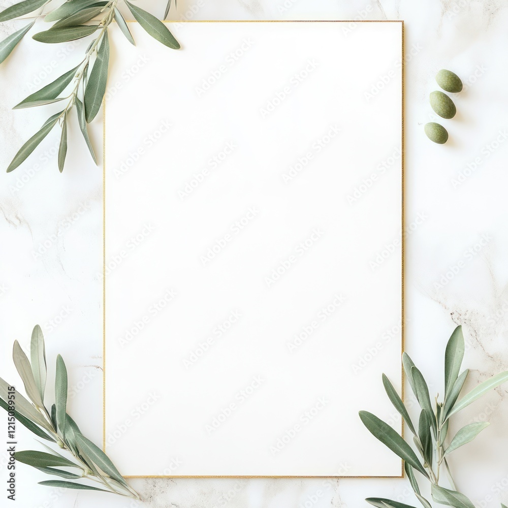 Blank Notecard Framed With Olive Branches and Olives Blank Notecard Framed With Olive Branches and Olives
