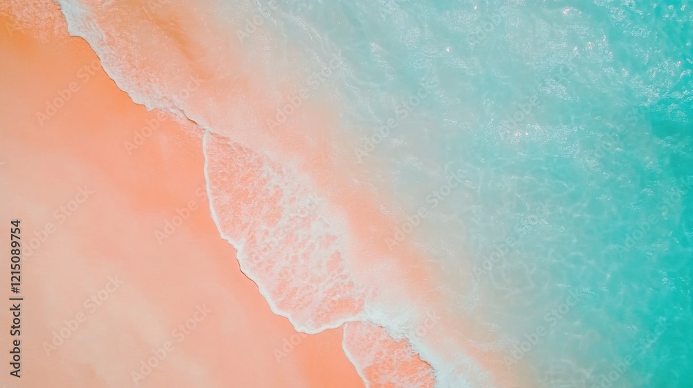 Fototapeta premium Tropical Beach with Soft Waves and Pastel Sunset Sky – Relaxing Coastal Landscape