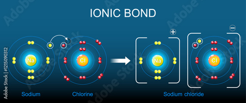 Ionic bond structure. Formation of NaCl