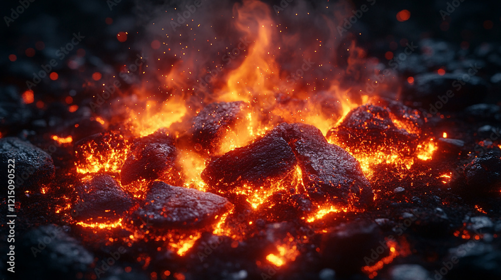 Smoldering burning coals with an intense red-orange glow radiate warmth in a minimalistic bright tone creating a sense of energy and transformation with blurred empty blank space ideal for captions
Smoldering burning coals with an intense red-orange glow radiate warmth in a minimalistic bright tone creating a sense of energy and transformation with blurred empty blank space ideal for captions